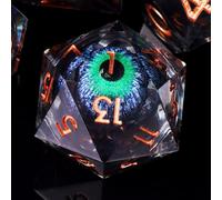 ORUZA Set di 7 dadi Dragon Eye DND con nucleo liquido D&D in resina, bordo affilato, poliedrici, per giochi di ruolo Dungeons and Dragons, D20, D12, D10, D8, D6, D4 D%