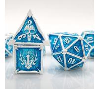ORUZA Set di 7 dadi in metallo DND D&D, dadi poliedrici in metallo argentato per dungeon e dragoni RPG MTG TTRPG Pathfinder giochi di ruolo da tavolo