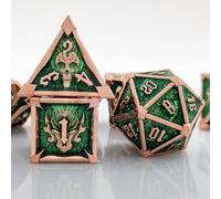 ORUZA Set di 7 dadi in metallo DND D&D, dadi poliedrici in rame rosso per dungeon e dragons RPG MTG TTRPG Pathfinder giochi di ruolo da tavolo