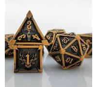 ORUZA Set di 7 dadi in metallo DND, dadi poliedrici D&D, dadi da gioco in metallo, per dungeon e dragon, RPG MTG TTRPG Pathfinder, giochi da tavolo (oro vecchio)