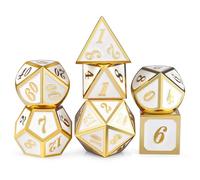 ORUZA Set di 7 dadi in metallo DND, stile vintage, poliedrico, set di dadi D&D, per dungeon e dragon, RPG MTG TTRPG Pathfinder