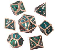 ORUZA Set di 7 dadi in metallo DND verde rame poliedrico set di dadi D&D per dungeon e dragoni RPG MTG TTRPG Pathfinder giochi di ruolo da tavolo