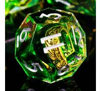 ORUZA Set di 7 dadi in resina poliedrici con bordo affilato, per Dungeons and Dragons, giochi di ruolo e MTG, per giochi di ruolo da tavolo Dungeons and Dragons, colore verde e bianco