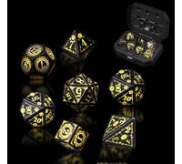 ORUZA Set di 7 dadi luminosi a LED ricaricabili con scatola di ricarica, dadi poliedrici luminosi per D&D Dungeons and Dragons, giochi di ruolo MTG, giochi di ruolo