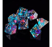 ORUZA Set di 7 dadi poliedrici in resina con bordo affilato per Dungeons and Dragons RPG MTG Table Role Playing Games Die D20 D12 D10 D8 D6 D4 D%