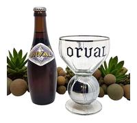 Orval - Bicchiere da birra da collezione con sfera di bocce incorporata, design belga, vetro orval