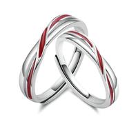 Oryvandel Anello di Coppia in Argento Puro, Filo Rosso del Destino, Regolabile Anello con Filo Rosso Coppia per Fidanzamento, Matrimonio e Promessa, Regalo di San Valentino per Lui e per Lei