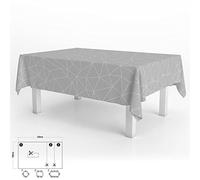 ORYX - 5544097, Tovaglia in tela cerata rettangolare, con motivo geometrico grigio, impermeabile, antimacchia, in PVC, 140 x 250 cm Si può tagliare, adatta per uso interno ed esterno