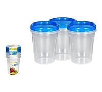 ORYX Juego Recipientes Plastico Redondos 1 Litro (Pack 3 piezas)
