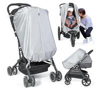 Orzbow Parasole universale per carrozzina, traspirante, con cerniera bidirezionale, blocca il 95% dei raggi UV (UPF 50+), facile accesso, stabile e portatile, grigio argento