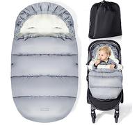 Orzbow Sacco Invernale Passeggino Universale, Coprigambe Passeggino Universale Sacco Termico Passeggino Invernale con Cerniera, Pile, Impermeabile & Staccabile, Lavabile in Lavatrice, Grigio Chiaro