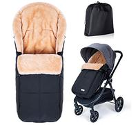 Orzbow Sacco Passeggino Invernale, Impermeabile Coprigambe Passeggino Universale con Fodera in Finta Pelle di Pecora, Rimovibile, per Passeggini e Carrozzine con Imbracatura a 3 e 5 Punti (Nero)