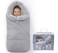 Orzbow Sacco Passeggino Universale, Regolabile Sacco Invernale Passeggino con Cerniera, Impermeabile Coprigambe Passeggino Universale con Collo in Pelliccia Spessa Rimovibile, Caldo , Grigio Chiaro