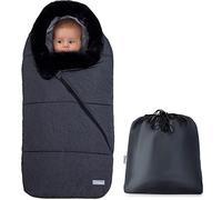 Orzbow Sacco Passeggino Universale, Regolabile Sacco Invernale Passeggino con Cerniera, Impermeabile Coprigambe Passeggino Universale con Collo in Pelliccia Spessa Rimovibile, Caldo , Grigio Scuro