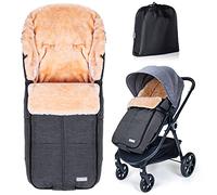 Orzbow Sacco Termico Passeggino Universale, Impermeabile Sacco Passeggino con Fodera in Finta Pelle di Pecora, Rimovibile, per Passeggini e Carrozzine con Imbracatura a 3 e 5 Punti (Grigio Scuro)