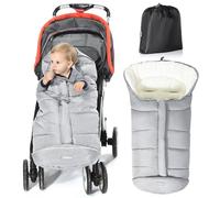 Orzbow Sacco Termico Passeggino Universale Invernale, Coprigambe Passeggino Universale, Caldo Pile, Particelle Antiscivolo, Striscia Riflettente, Impermeabile e Lavabile in Lavatrice, Grigio Elegante