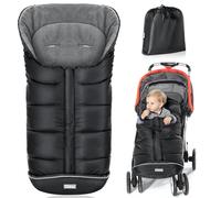 Orzbow Sacco Termico Passeggino Universale, Invernale Coprigambe Passeggino Universale con Coulisse, Fodera in Caldo Pile, Bande Riflettenti, Cerniera, Impermeabile e Lavabile in Lavatrice, Nero