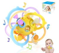 Orzbow Sonaglio e Massaggia Gengive per Neonati 0-6 Mesi - Gioco Montessori 1 Anno, Leggero, Senza BPA, Facile da Pulire - Giallo Limone