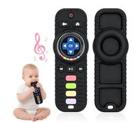 Orzbow Telecomando Giocattolo per Neonati, Sonaglio Neonato 0-3 Mesi, Massaggia Gengive Neonati Silicone, Giochi Neonato 0 3 6 9 12 Mesi di Qualità Alimentare, Giochi Montessori 1 Anno, Nero