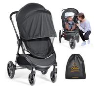 Orzbow Zanzariera Universale per Passeggino,Regolabile Parasole UV 50+ per Carrozzina con Doppia Cerniera e 3D Supporto PVC Striscia (Nero)