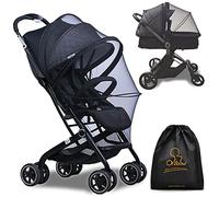 Orzbow Zanzariera Universale per Passeggino,Rete Zanzare Neonato per Carrozzina con Doppia Cerniera e 3D Supporto PVC Striscia,Tessuto a Rete Fina per Culle, Lettini da Viaggio,con Borsa (Nero)