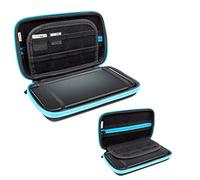 Orzly Custodia 3DSXL, Custodia da Viaggio Nintendo 3DS XL o New 3DS XL Modelli - Custodia Protettiva Portatile per Un Console con spazi per Giochi & Tasca a Chiusura Lampo - Azzurra su Nera