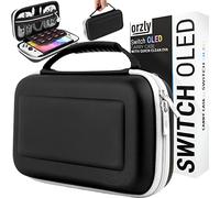 Orzly Custodia Originale per Nintendo Switch OLED - Console Nera con Borsa per Accessori e Giochi in Storage Interno - Kit Protettivo da Viaggio Incluso - Case Facile da Pulire - Edizione Gift Box