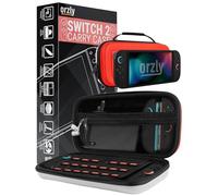 Orzly Custodia per Nintendo Switch 2, custodia protettiva da viaggio con pad per lo schermo, schede di gioco e slot MicroSD con tasche per gli accessori della console
