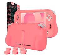 Orzly Custodia per Nintendo Switch Lite - Custodia con impugnature imbottite confortevoli, cavalletto e confezione di impugnature per pollice, corallo
