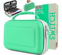 Orzly Custodia per Nintendo Switch/Switch OLED - Animal Crossing a tema Nintendo Switch case con accessori e spazio per schede videogiochi - Custodia protettiva da viaggio (verde/bianco)