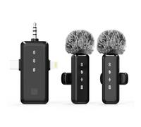 OSA Microfono wireless 3 in 1 per iPhone, mini microfono da bavero per iPad, Android, dispositivi fotografici, microfono lavalier wireless con display LED, micro USB C per registrazione video, Vlog,