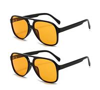 OSAGAMA Occhiali da sole vintage retrò gialli occhiali da sole oversize oversize per uomo donna, 2 gialli, L