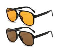 OSAGAMA Occhiali da sole vintage retrò gialli occhiali da sole oversize oversize per uomo donna, Giallo+marrone, L