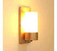 Osairous Applique Da Parete Interno E27 Lampada Da Parete, Illuminazione Da Parete Creativa In Legno Adatto Per Camere Da Letto, Corridoi, Scale, Nessuna Lampadina (28 * 12 * 12 cm)