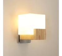 Osairous Applique da parete per interni E27, lampada da parete creativa, lampada da parete per interni in legno adatta per camera da letto, corridoio, scale, lampadina non inclusa