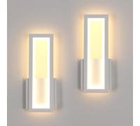 Osairous Applique LED da Parete Interno, 2 Pezzi 16W 1800LM Lampada da Parete Moderno in Acrilico, Lampada a Muro Bianco Camera da Letto Luce Calda 3000K per Soggiorno Corridoio Studio Balcone, 32CM