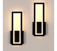Osairous Applique LED da Parete Interno, 2 Pezzi 16W 1800LM Lampada da Parete Moderno in Acrilico, Lampada a Muro Nera Camera da Letto Luce Calda 3000K per Soggiorno Corridoio Studio Balcone, 32CM