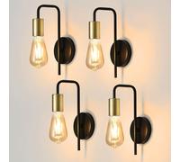 Osairous Lampada da parete 4 Pezzi, E27 Applique da Parete Industriale, Lampada a Muro Retrò in Ferro per Corridoio, Scale, Ingresso, Camera da letto (Senza Lampadina)