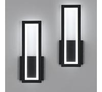 Osairous Lampada da Parete Interno LED, 2 Pezzi 16W 1800LM Applique LED da Parete Moderno in Acrilico, Lampada a Muro Nera Camera da Letto Bianco Freddo 6500K per Soggiorno Corridoio Studio, 32CM