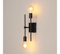 Osairous Lampada da parete per interni, a 2 luci, colore nero, moderna, E27, decorazione da parete per camera da letto, soggiorno, corridoio (60 W Max, senza lampadina)