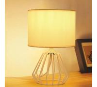 Osairous Lampada da Tavolo Vintage, Lampada da Comodino con Base Ritagliata e Paralume in Tessuto Bianco, Lampada per Camera da Letto Soggiorno Ufficio (Lampadina E27 Non Inclusa)