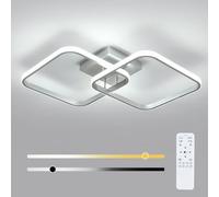 Osairous Plafoniera LED Dimmerabile 50W 5625LM, Lampada da Soffitto LED con Telecomando, 3000K-6500K, Lampadario Soggiorno Moderno Argenteo per Cucina Camera da Letto, 64CM