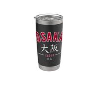 Osaka Japan Arcuato in inglese e stampa Kanji invecchiata Bicchiere termico in acciaio inox doppia parete