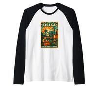 Osaka Japan - Poster da viaggio vintage stile Maglia con Maniche Raglan