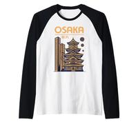 Osaka, Notte, Orizzonte, Pagoda, Castello, e, Moderno, Torri Maglia con Maniche Raglan