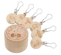OSALADI 1 Set Marker per Legno Intagliato Segnapunti Circolari per Uncinetto Scatola Legno Inclusa