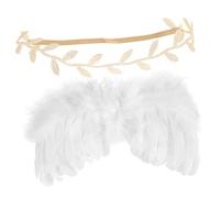 OSALADI 1 Set oggetti di scena per la fotografia di neonati di fata adulto costume da d'angelo statua dell'angelo di corvo angeli ala per costume ala del cotone bianca