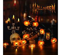OSALADI 10 LED 2.4m Halloween Pumpkin String Lights Pumpkin Funny Faces String