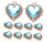 OSALADI 10 Pezzi Ciondoli Pendenti Cuore Blu con Micro per Fai da Te Decorazioni Artigianali per Braccialetti e Collane Accessori Charm per Creazione Gioielli