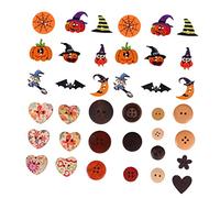 OSALADI 150 pezzi Bottoni in Legno Halloween Colorati per Cucito Fai da Te Decorazioni Artigianali con Motivi Zucca e Accessori Creativi per Abbigliamento e Costumi Vintage
